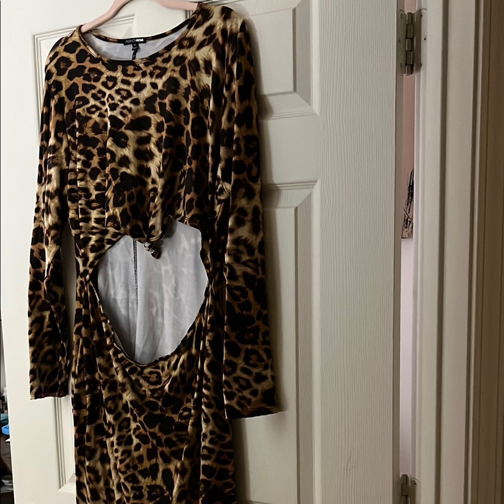 Leopard Print Cutout Dress